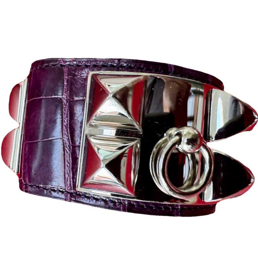 Hermes Collier de Chien Bracelet S Alligator CDC purple
